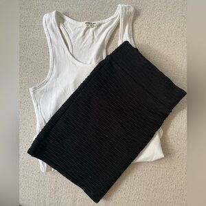 Black Mini Skirt & White Tank Bodysuit